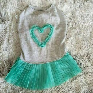 Top Paw Heart Dress Tutu Size Medium Gray/Teal